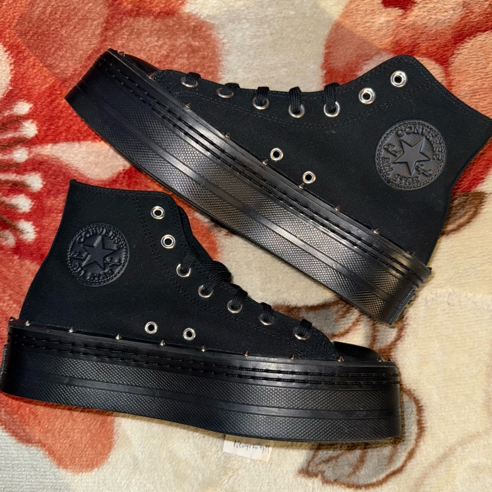 Converse Chuck Taylor All Star Modern Lift Platform Studded Black size 8.5 NEW - Picture 10 of 12